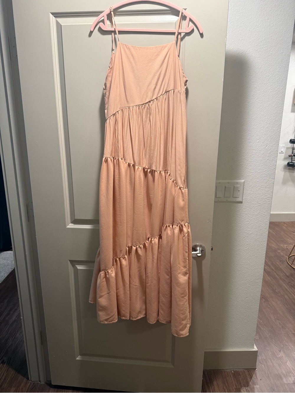 Miamine L Blush Pink Asymmetrical Tiered Maxi Dress